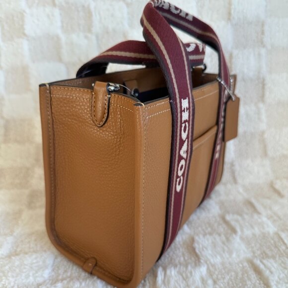 NWT! RARE! Coach CAR77 Refined Pebbled Leather Smith Tote 24 Crossbody In Brown - Picture 2 of 8